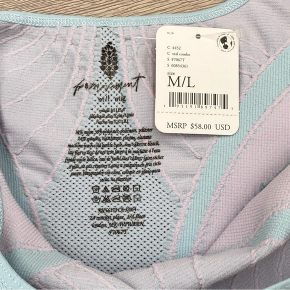 NWT Free People Movement The Essence Rib Crop Tank in Teal Combo - Picture 5 of 10